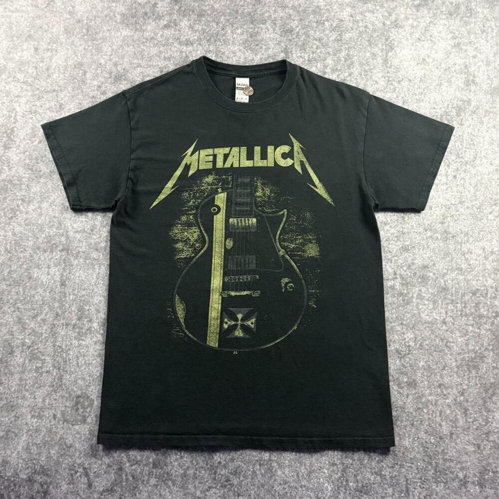 Metallica James Hetfield Iron Cross Guitar T-Shirt Medium Black Heavy Metal Tee